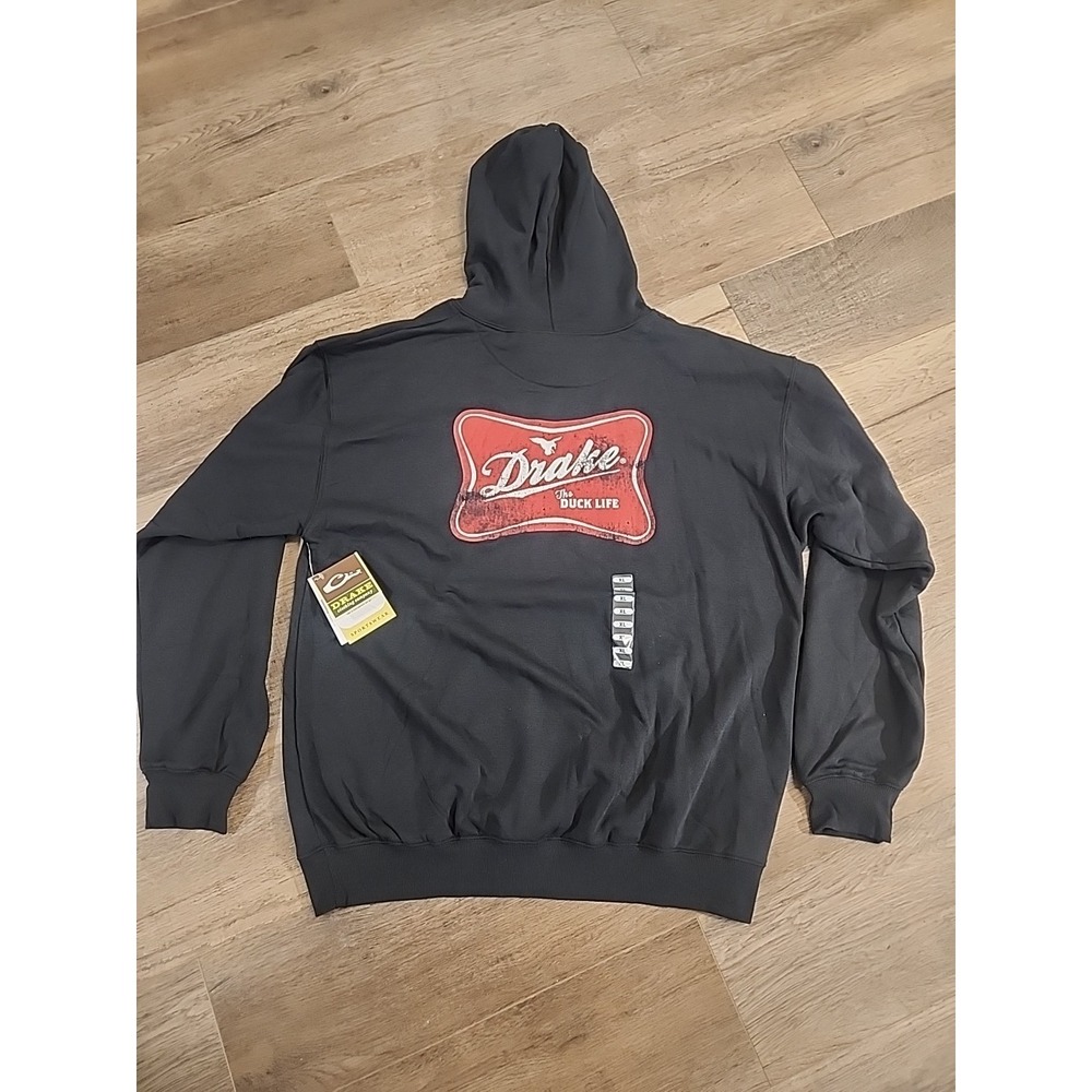 Drake Waterfowl Hoodie Men XL Drake Life Graphic Pullover Black Soft Sweater NEW